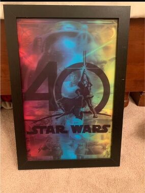 Star Wars Rainbow Holographic 40th Anniversary Wall Art - Black Frame